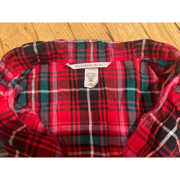 Victorias Secret Red Flannel Pajama Set Holiday Cozy Womens Size Large - Picture 2 of 9